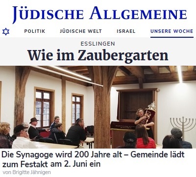 Esslingen - Wie im Zaubergarten. Die Synagoge wird 200 Jahre alt - Gemeinde lädt zum Festakt am 2. Juni ein. Von Brigitte Jähnigen