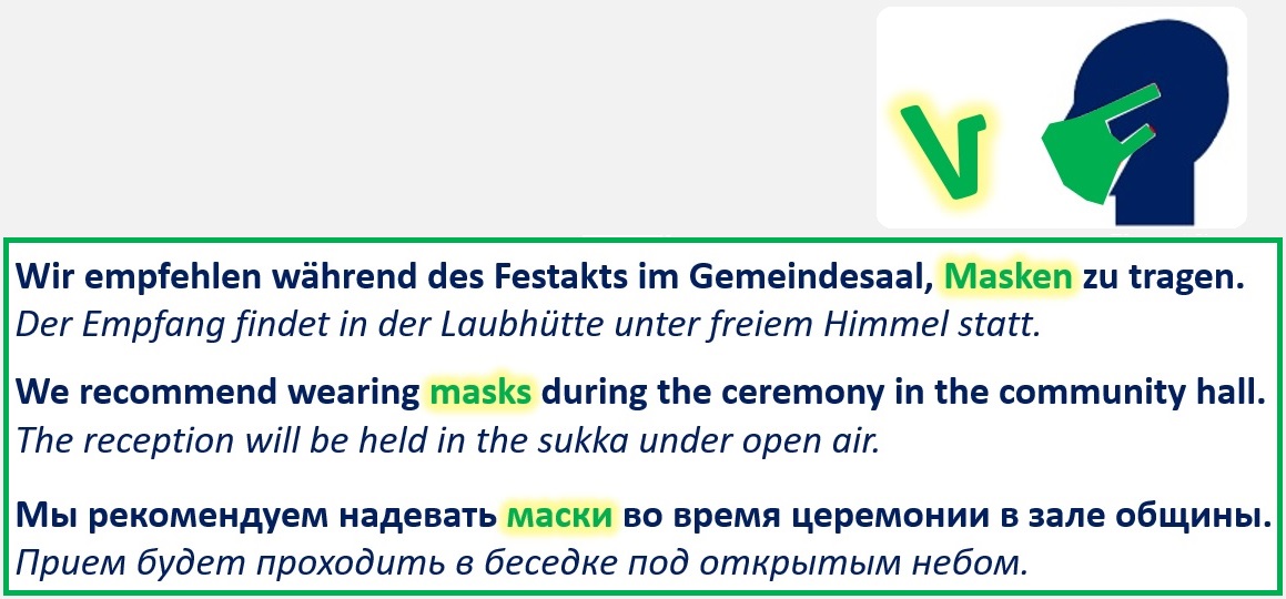 Wir empfehlen whrend des Festakts im Gemeindesaal Maske zu tragen