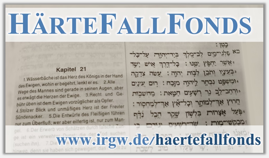 Hrtefallfonds fr jdische Zuwanderer - Infos unter www.irgw.de/haertefallfonds