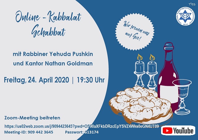 Online-Kabbalat Schabbat mit Rabbiner Yehuda Pushkin und Kantor Nathan Goldman