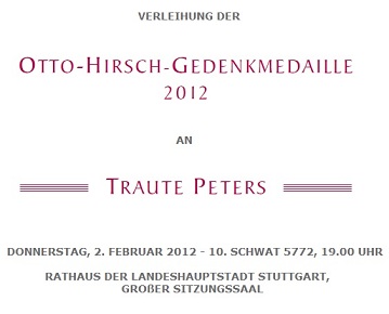 Verleihung der Otto-Hirsch-Gedenkmedaille 2012 an Traute Peters