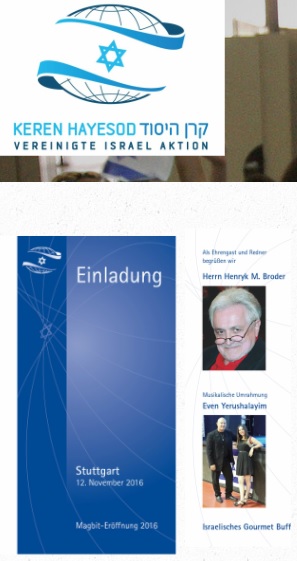 Magbit-Erffnung von Keren Hayesod (KH) am Samstag, 12.11.2016, 19.30 Uhr, IRGW-Gemeindezentrum Hospitalstrae/Stuttgart mit Henryk M. Broder als Ehrengast