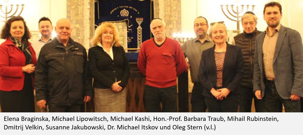 Die Mitglieder der Reprsentanz der IRGW (ab 2022): Elena Braginska, Michael Lipowitsch, Michael Kashi, Hon.-Prof. Barbara Traub, Mihail Rubinstein, Dmitrij Velkin, Susanne Jakubowski, Dr. Michael Itskov und Oleg Stern (v.l.)