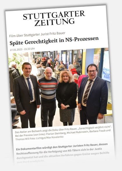 Stuttgarter Zeitung (27.01.2023): Späte Gerechtigkeit in NS-Prozessen