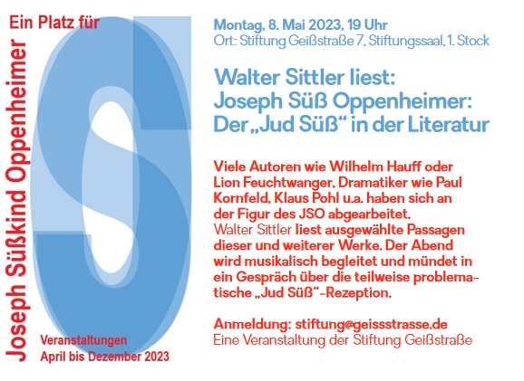 Veranstaltungsreihe 'Ein Platz fr Joseph Skind Oppenheimer' von April bis Dezember 2023 in Stuttgart