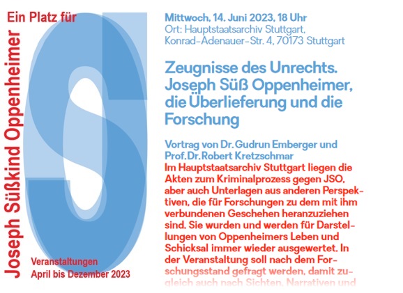 Veranstaltungsreihe 'Ein Platz fr Joseph Skind Oppenheimer' von April bis Dezember 2023 in Stuttgart