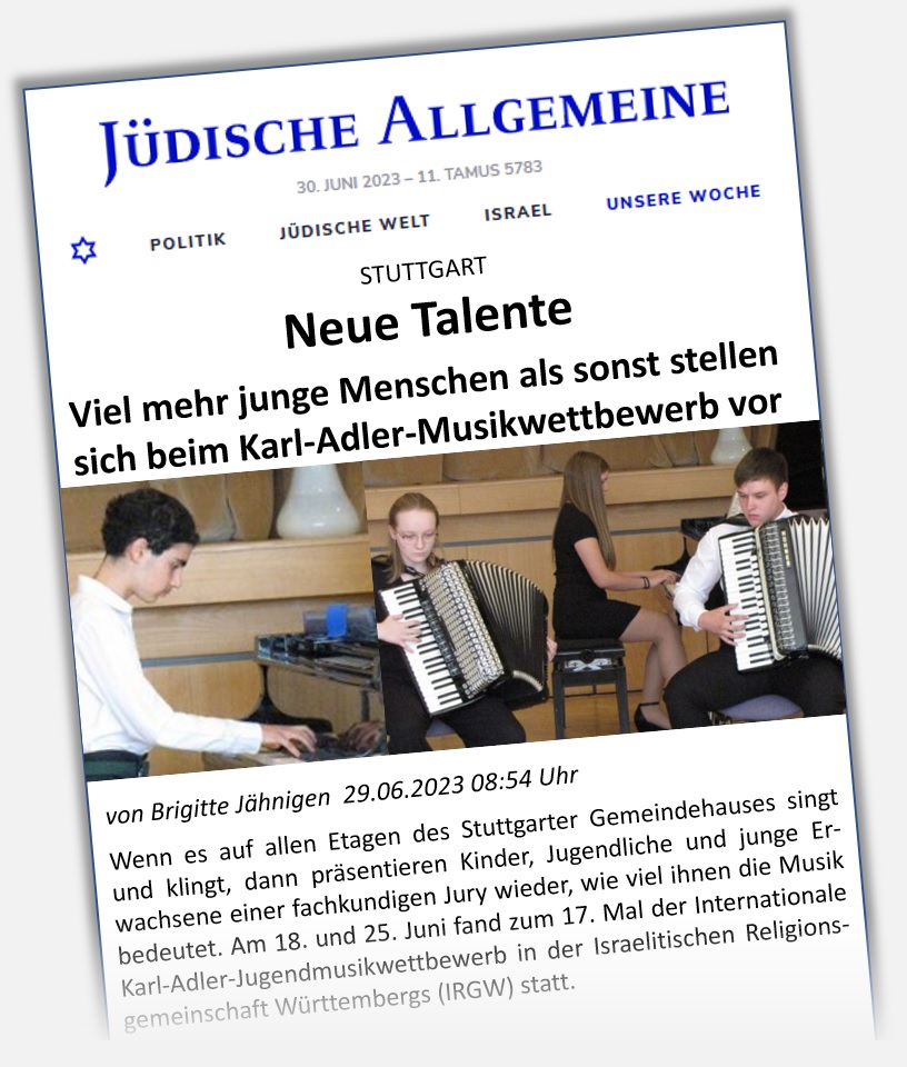 Jdische Allgemeine (30.06.2023): Neue Talente
