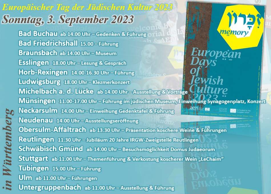 Sonntag, 3. September 2023 - Europischer Tag der Jdischen Kultur (ETJK)  -  www.irgw.de/etjk