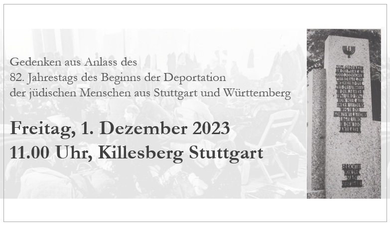 Gedenken aus Anlass des Jahrestags des Beginns der Deportationen der jdischen Brger*innen Stuttgarts und Wrttembergs am 1. Dezember 1941