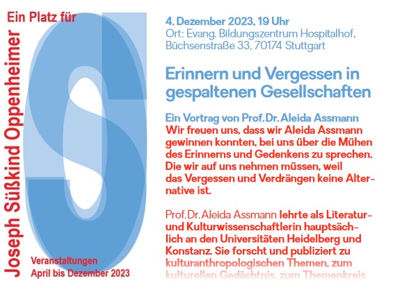 Veranstaltungsreihe 'Ein Platz fr Joseph Skind Oppenheimer' von April bis Dezember 2023 in Stuttgart