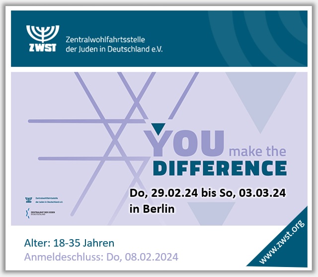 ZWST-Jugendkongress 2024 in Börlin: YOU make the difference!  -  www.zwst.org