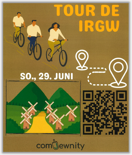 Tour De IRGW mit dem IRGW-Familienreferat comJewnity am So, 29.06.2025 - alle Infos bei Shimon Motsa unter motsa@irgw.de