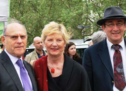Martin Widerker, Brgermeisterin Gabriele Mller-Trimbusch und IRGW-Kantor Arie Mozes (v.l.n.r.)